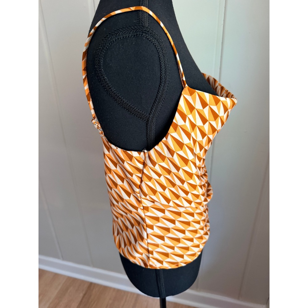 Milk & Honey Geometric Prism Cowl Neck Camisole Orange Tan XS - Picture 4 of 6